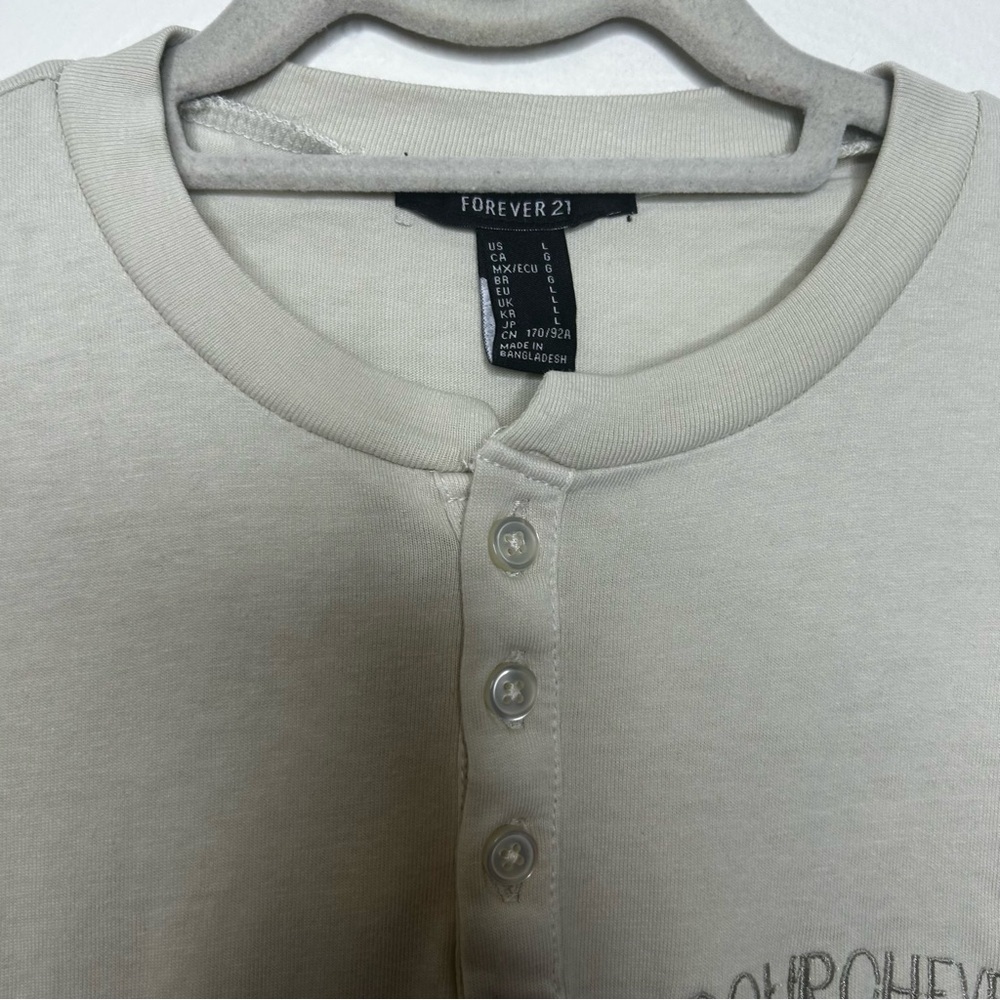 Forever 21 Courchevel France Ski Henley Long Sleeve Top Size L - Picture 3 of 6